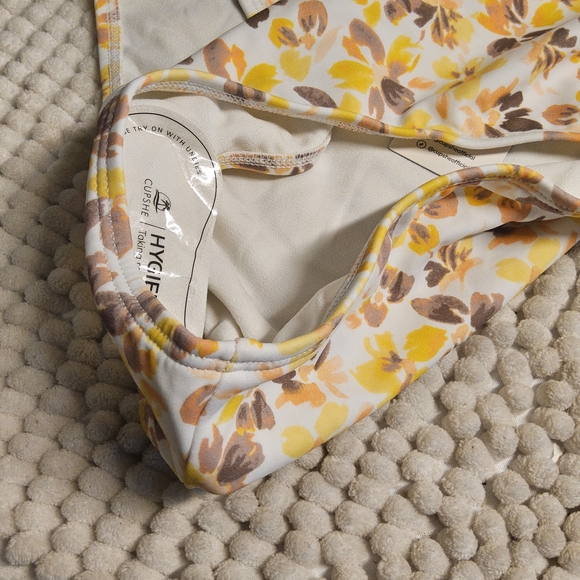NWOT Size XL Cupshe Yellow and Brown Floral High Waisted Bikini Bottoms - Picture 8 of 8